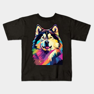 Alaskan Malamute Dog Pop Art Kids T-Shirt